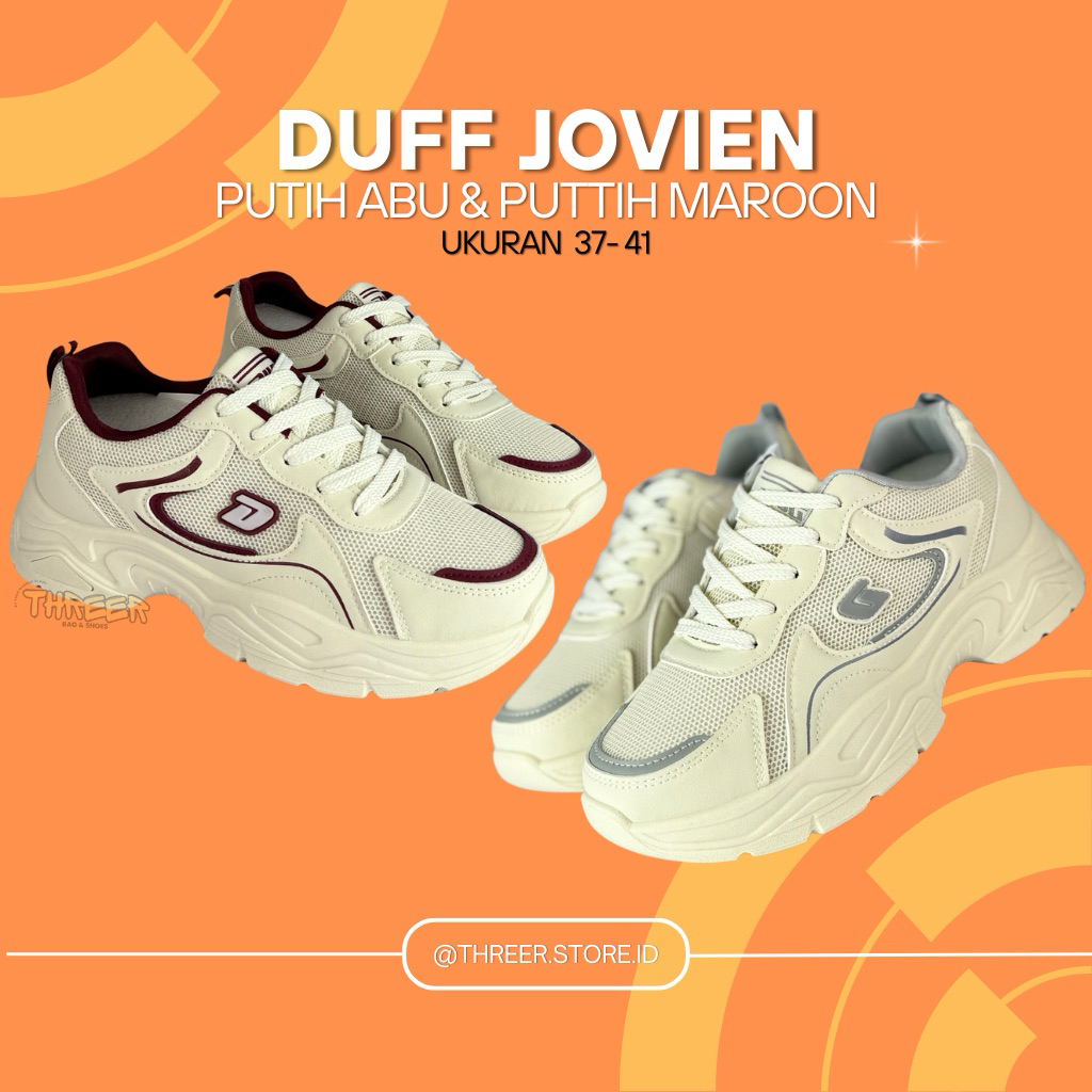 Sepatu Putih Wanita Sneakers Kerja Casual DUFF JOVIEN Putih Original 100%