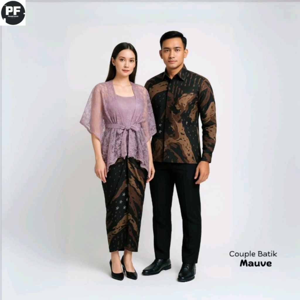 (Kebaya & Kemeja) Set Kebaya Couple Brukat Tile Batik Modern Baju couple Kondangan kekinian