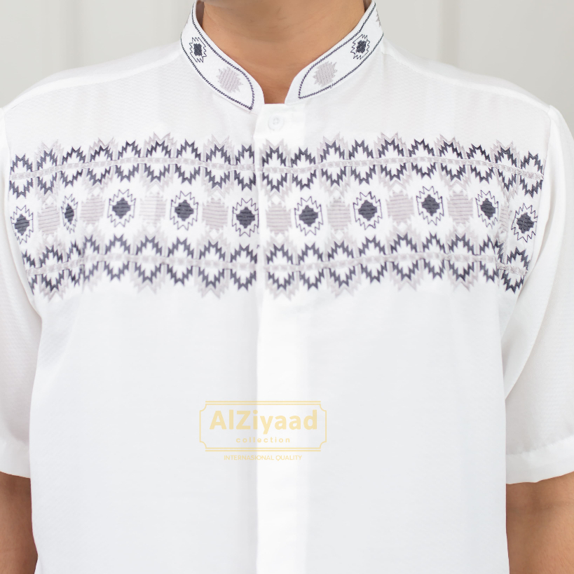 Baju Koko Muslim Pria Terbaru Motif Bordir Mewah Bahan Adem Poli Katun Premium Semi Sutra