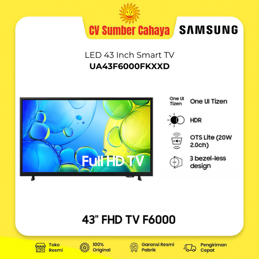 Samsung LED Smart TV 43" Crystal F6000 FHD HDR One UI Tizen UA43F6000 43F6000 UA43F6000