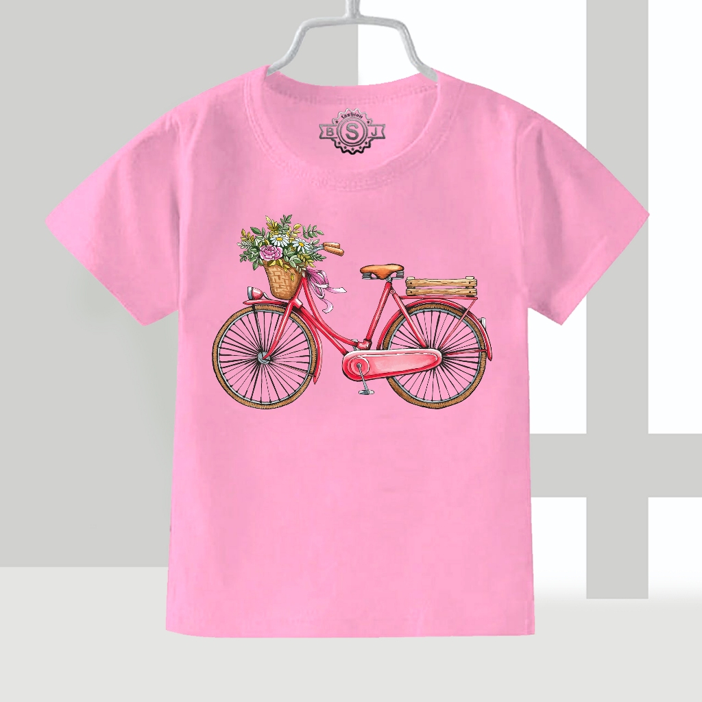 Kaos Anak Perempuan Motif Gambar Sepeda 1-9 Tahun Lengan Pendek/Baju Anak Cewek