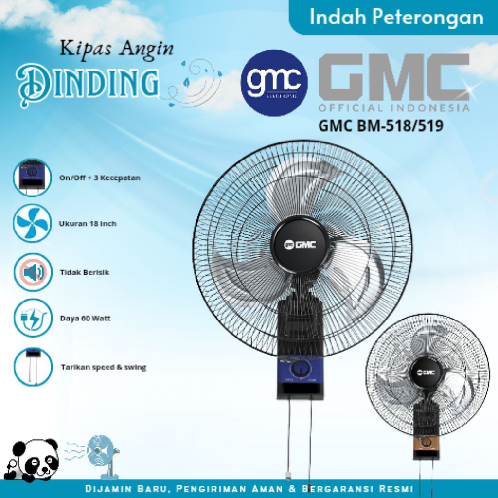 Kipas Angin Dinding Besi GMC 518 519 Wall Fan 18 inch/Kipas angin dinding GMC 518/Kipas Murah
