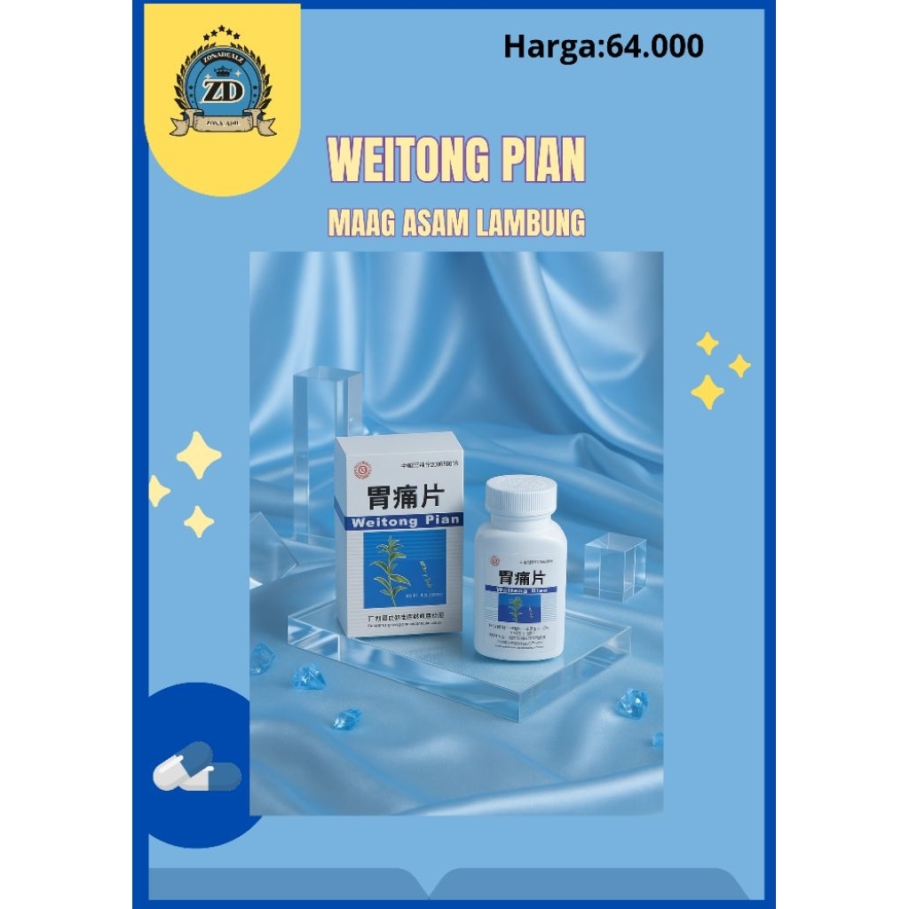 Weitong Pian Obat Sakit Maag Asam Lambung Kembung Mual - Obat China Herbal.