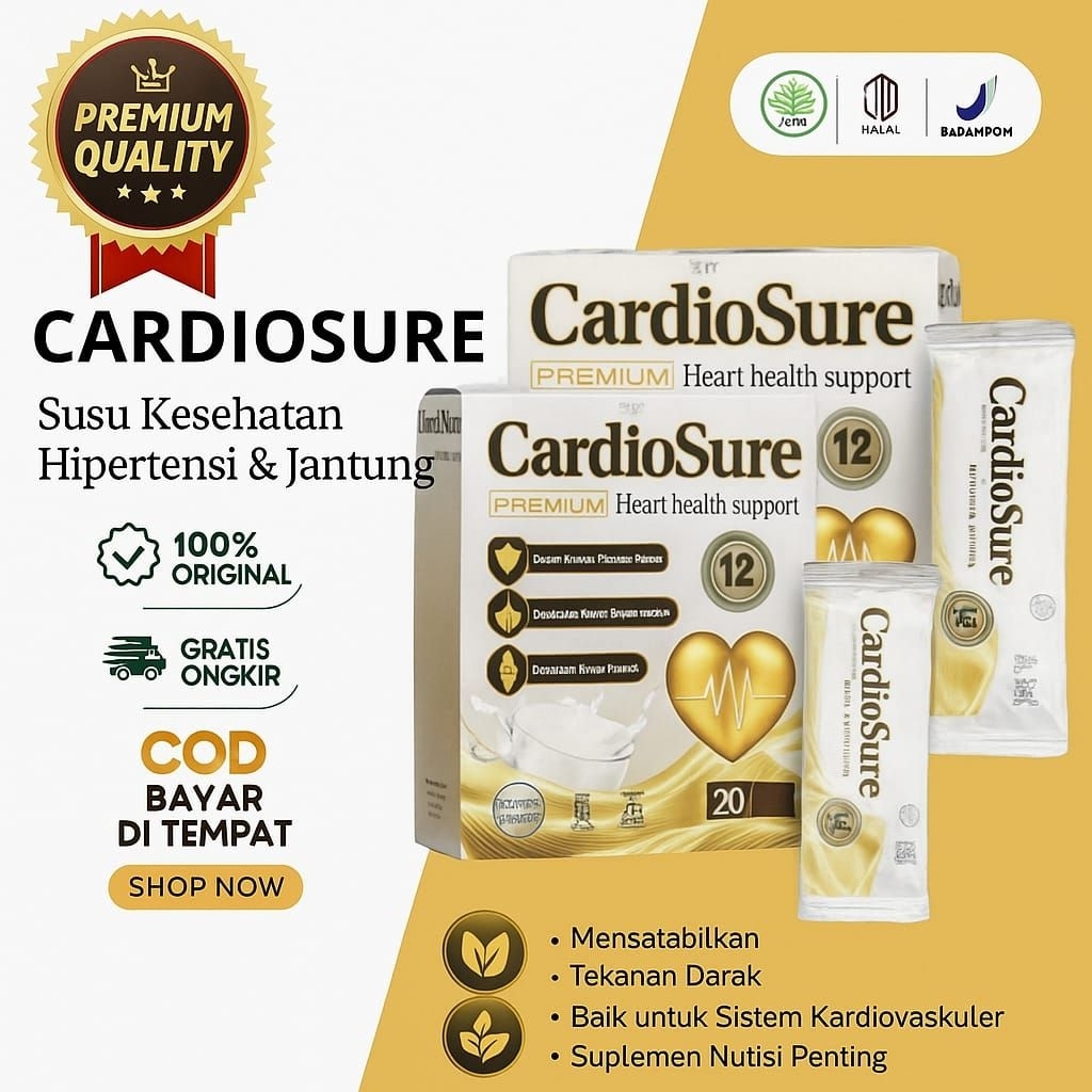 

BEST SELLER SUSU | CARDIOSURE - Susu Herbal Untuk Jantung, Darah Tinggi & Kolesterol - BPOM - Isi 12 Sachet Original