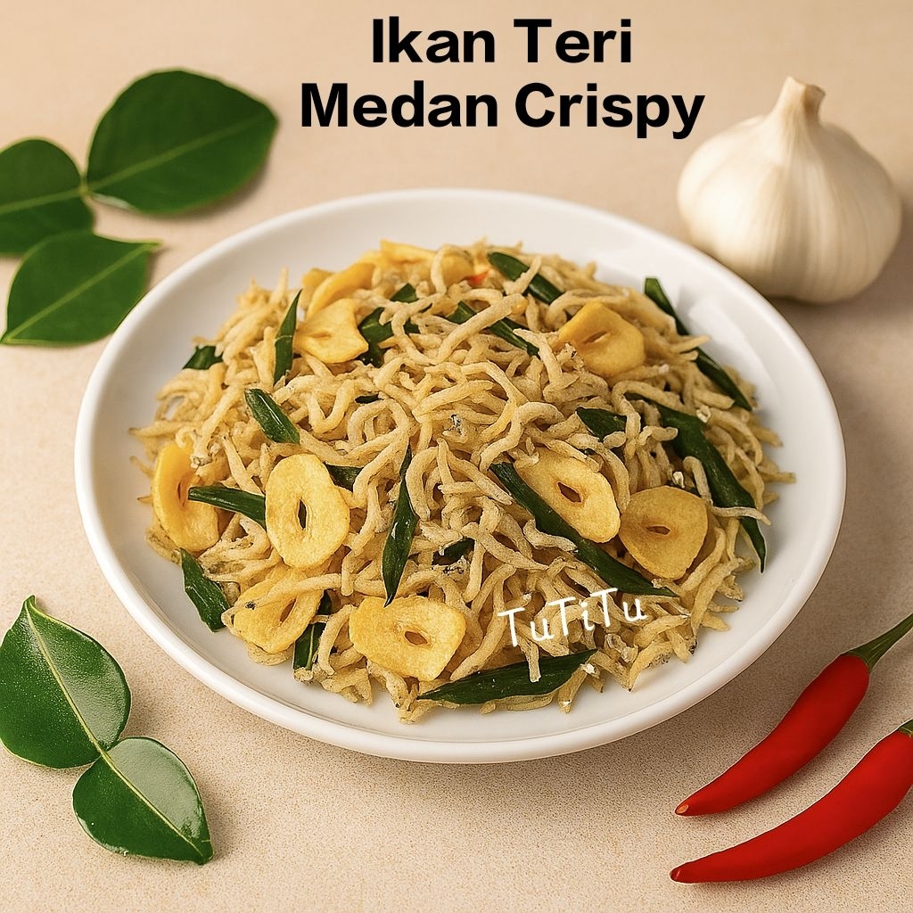 Ikan Teri Medan Crispy TuTiTu Bawang Putih Goreng Daun Jeruk Teri Nasi