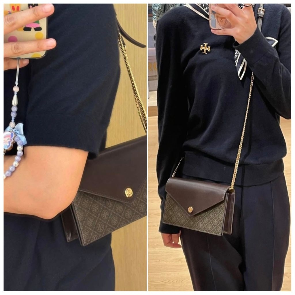 

TB Monogram Coated Canvas Envelope WOC (NEW). FO factory and leather material