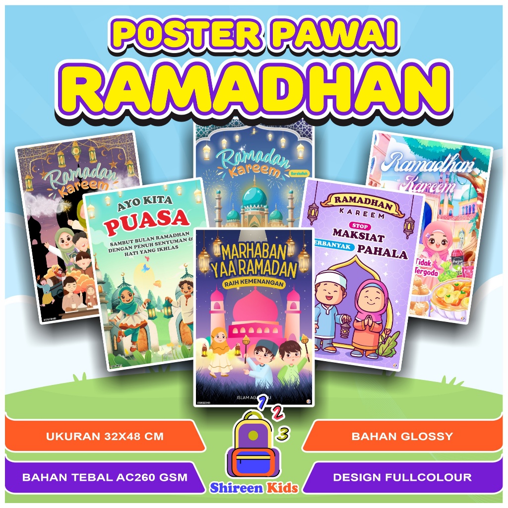 POSTER TARHIB RAMADHAN - POSTER PAWAI RAMADHAN - POSTER ISLAMI EDUKASI ANAK