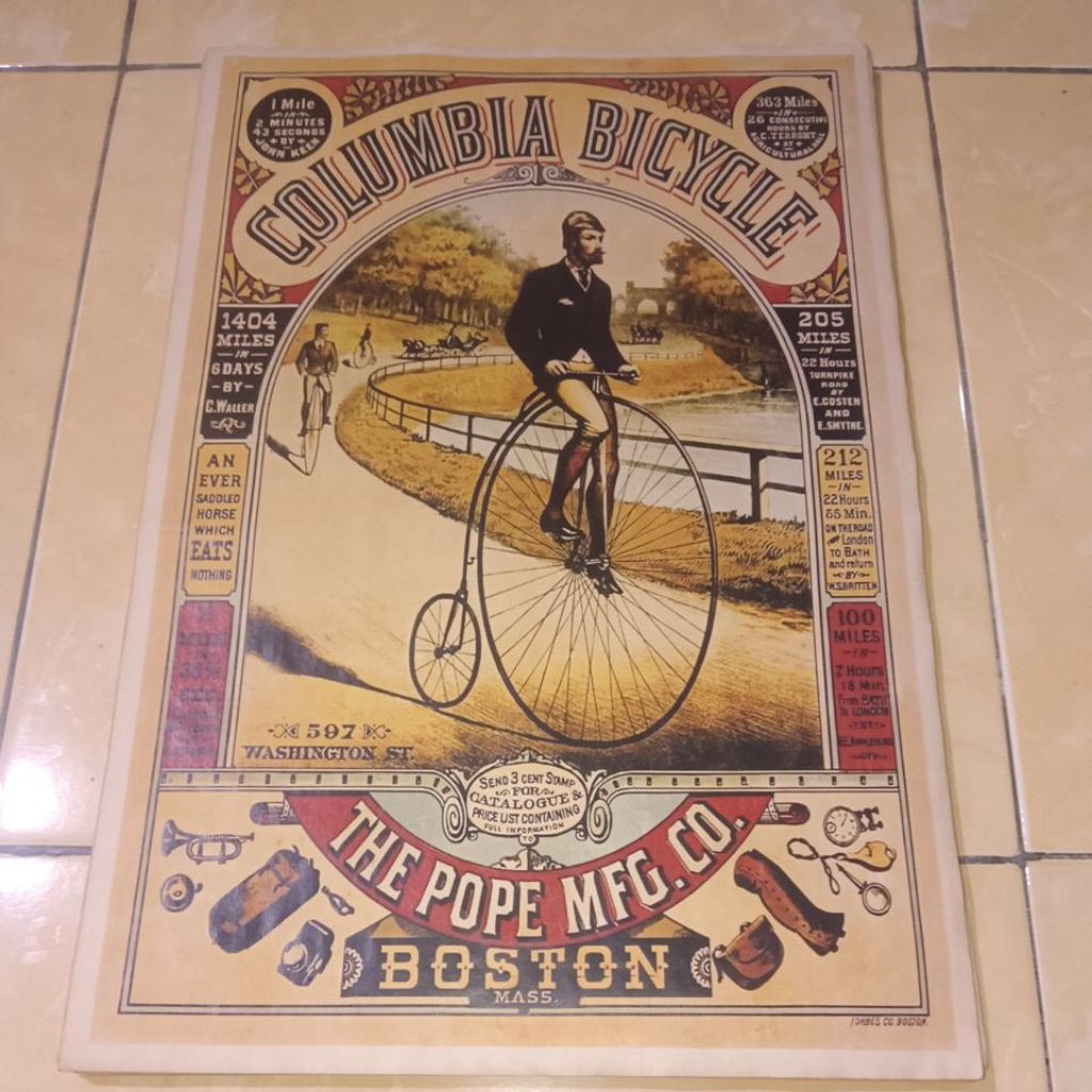 Poster Vintage tema sepeda ontel tua