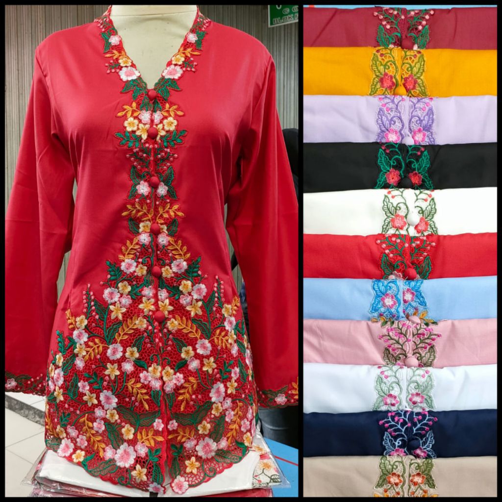 Atasan Kebaya Encim Bordir Kembang Flamboyan kualitas premium Kebaya lengan panjang Kebaya wisuda Ke