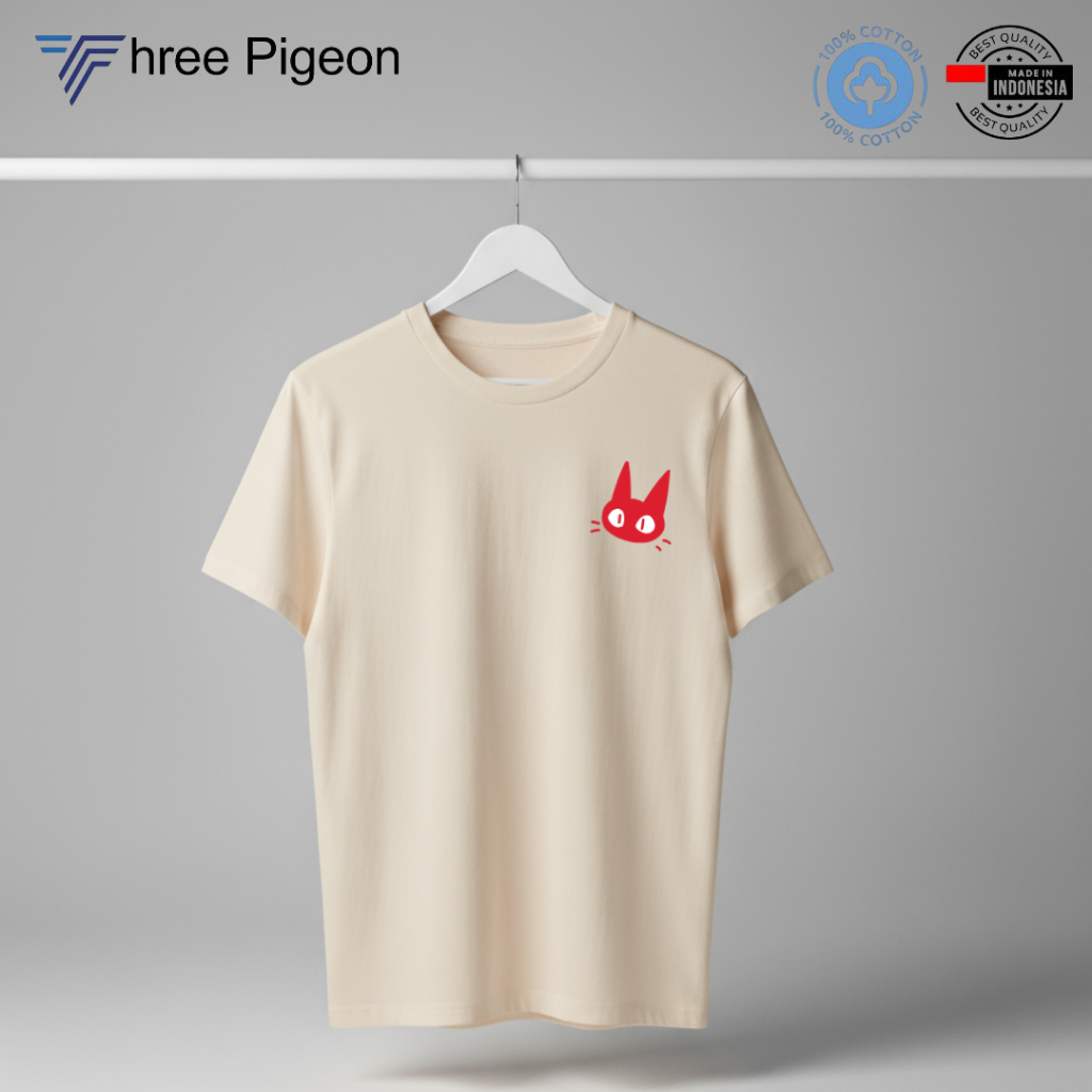 Three Pigeon Premium Quick Dry T-shirt Red Cat