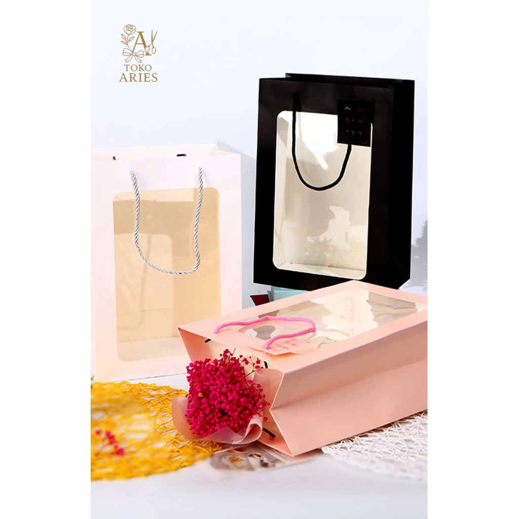 

Paper bag tas bunga buket tali putih