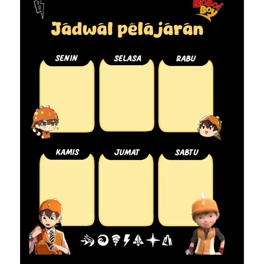 

stiker jadwal pelajaran anak sekolah ukuran 15 cm