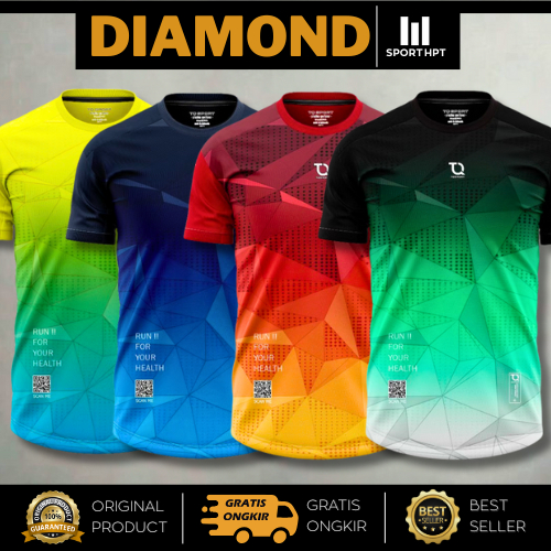 Jersey DIAMOND Baju Running Kaos Olahraga Lari Pria Atasan Runing Bahan Dryfit Menyerap Keringat