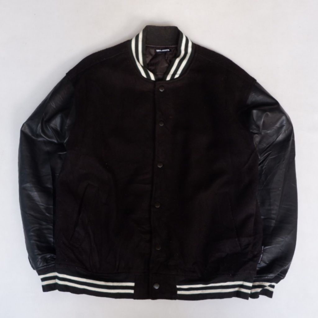 taro hanako varsity jaket leather (lengan kulit)