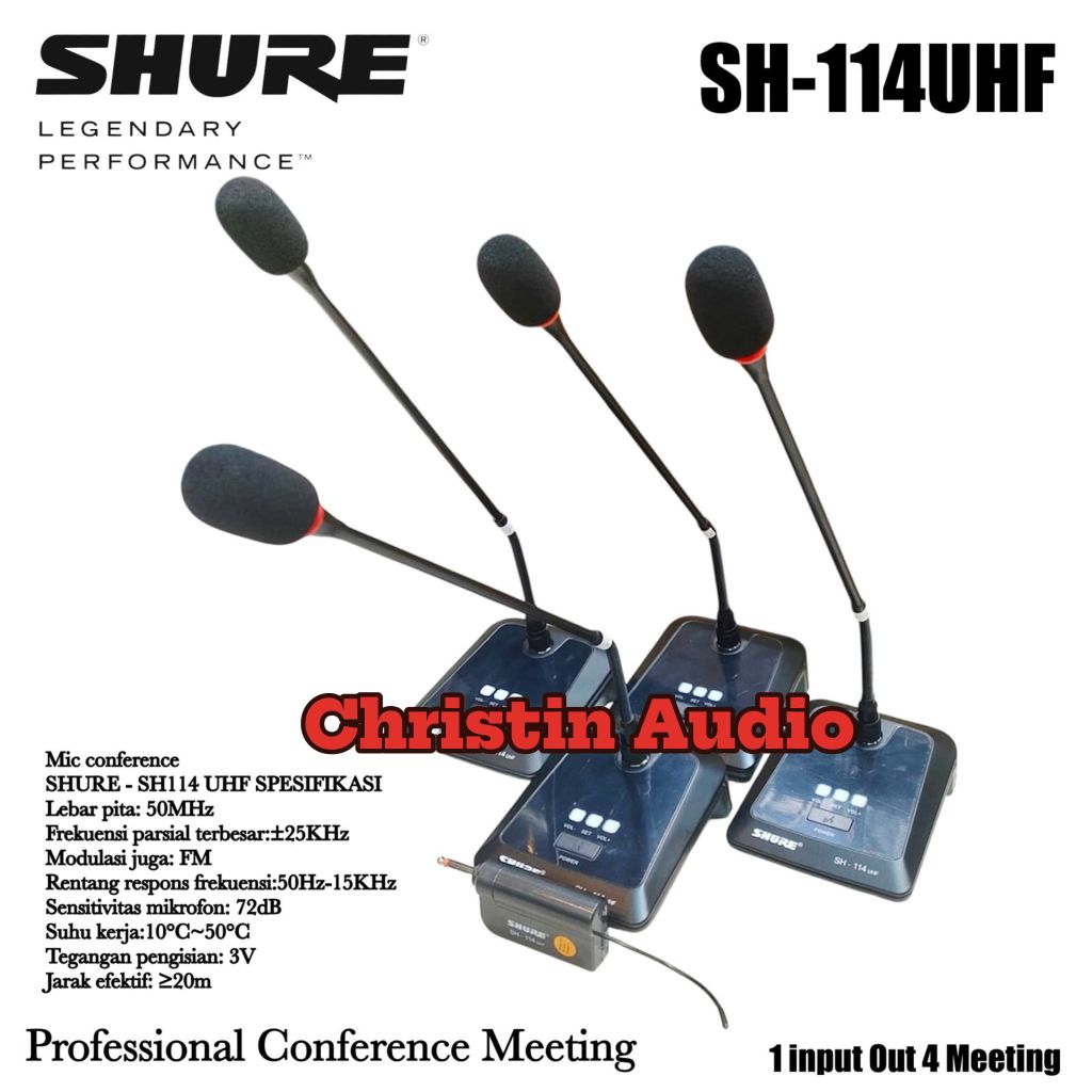 Mic Wierless Conference Mic Meja SH114 UHF / SH 114 UHF Profesional Microphone Conference System