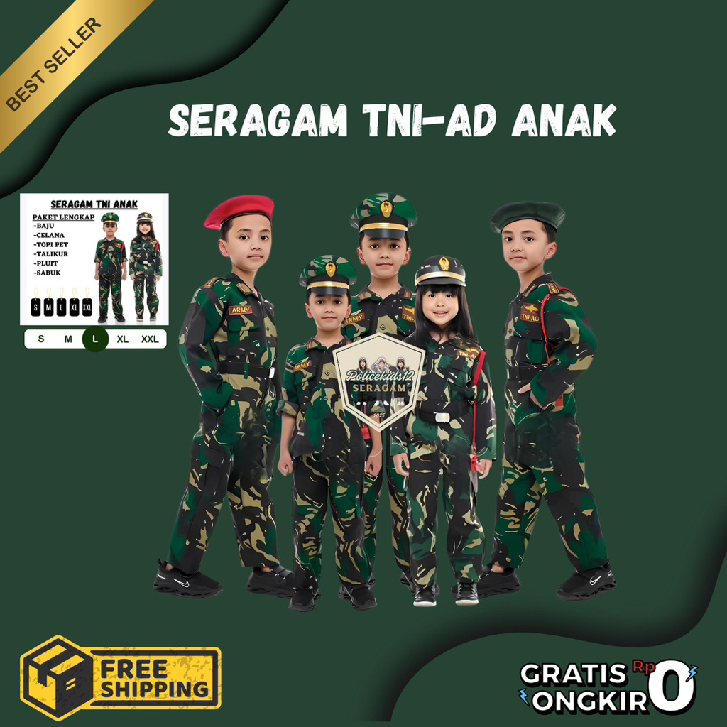 COD SERAGAM TNI AD/TNI AD PEREMPUAN/TNI AD BARET ANAK TK BERKUALITAS