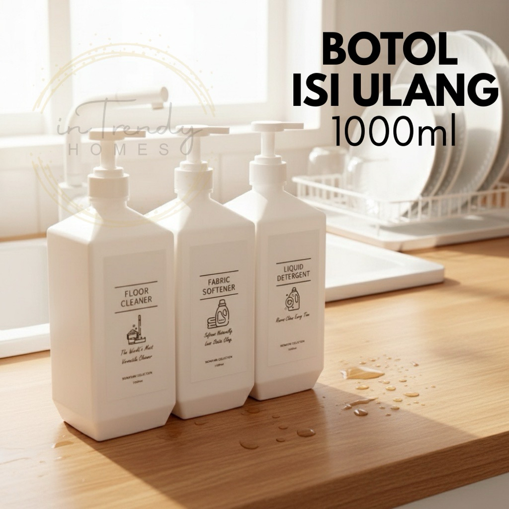 Botol Sabun Detergen 1000ml Refill Kosong Pump Tempat Sabun Cuci Piring Pel Pewangi