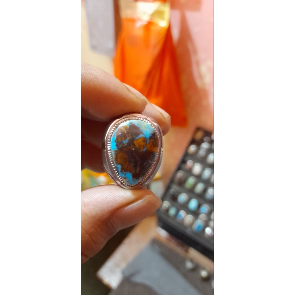 natural Batu pirus persia biru tetes