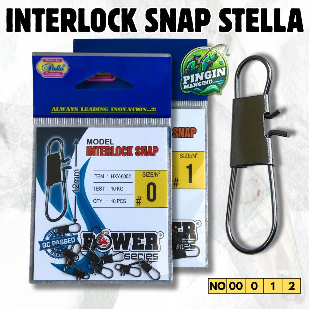 Interlock Snap Peniti Casting Rangkaian Pancing Kuat Anti Karat Kekuatan 14 Kg Stella