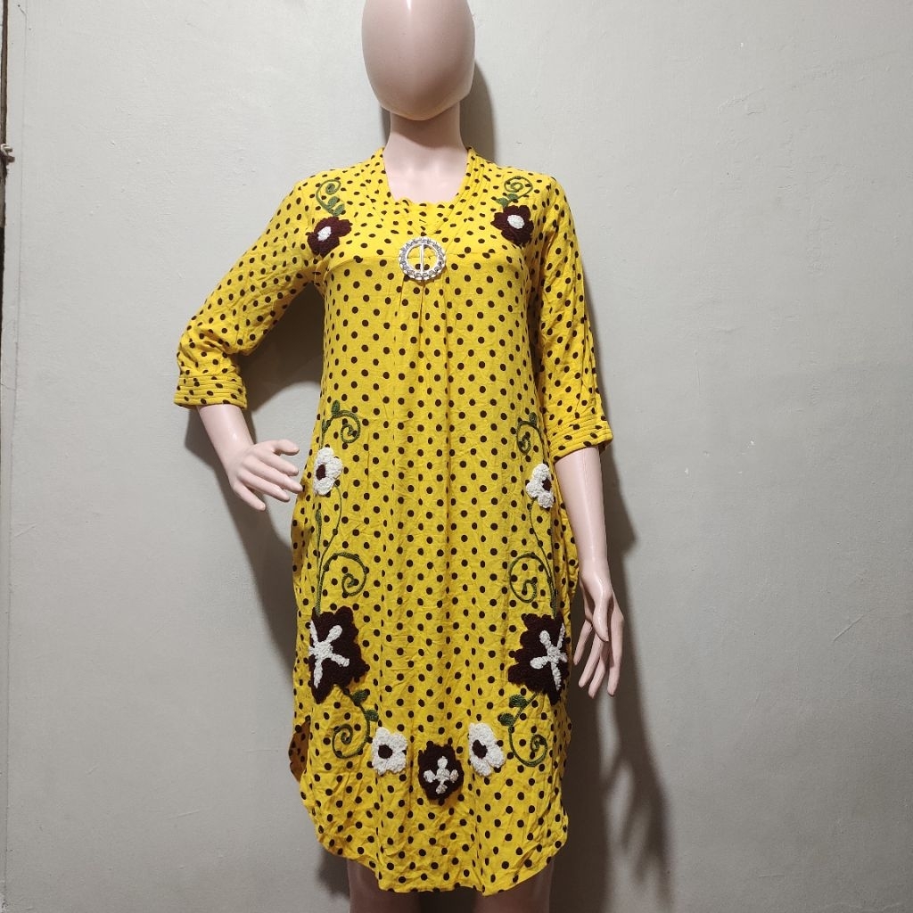 SEDONA sunflower dress bunga matahari dress sunflower 3d sunflower timbul dress polkadot dress polka