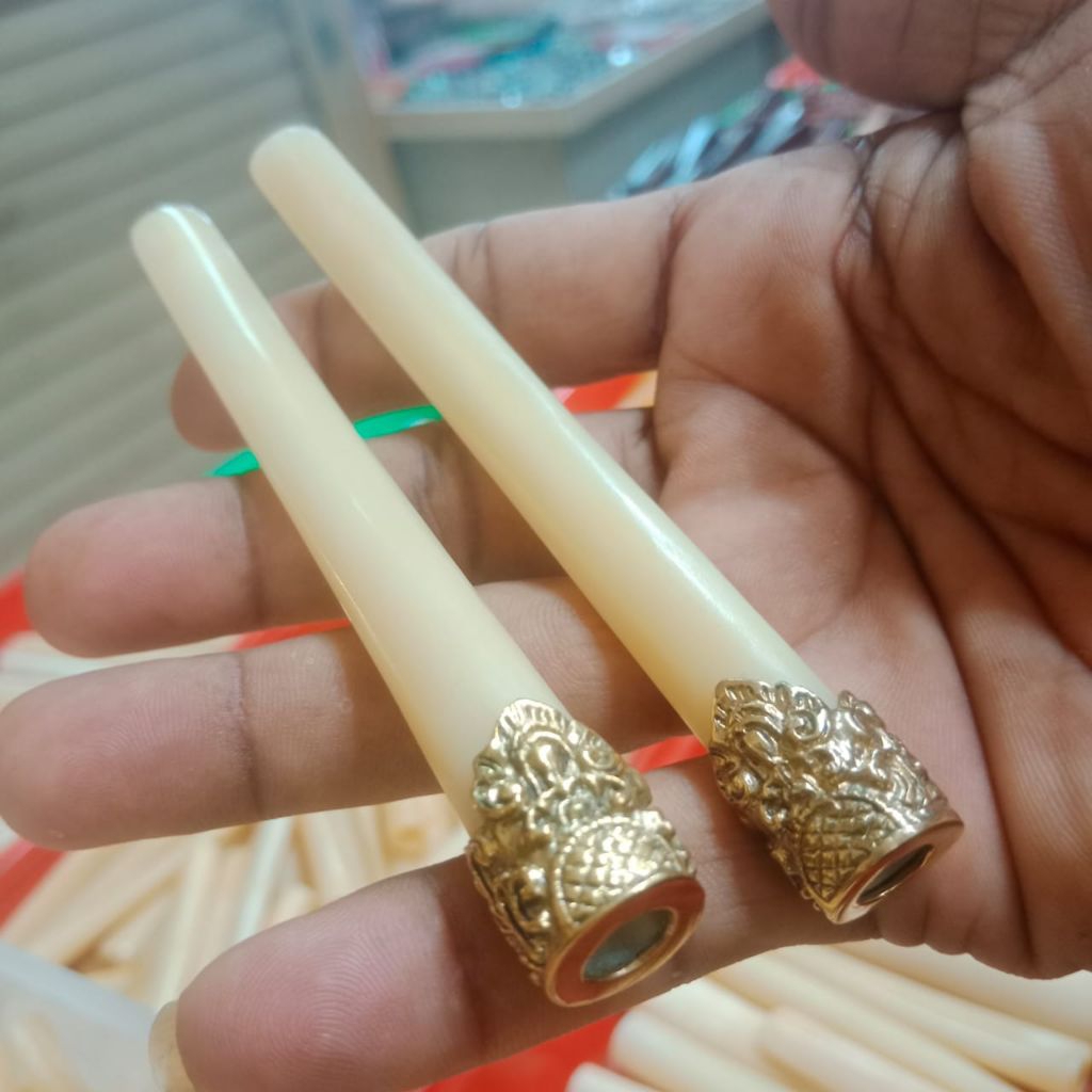 ONCE PIPA TULANG 12cm RING UKIR PERAK DAN KUNING MAS TAMPILAN MEWAH DAN GURIH