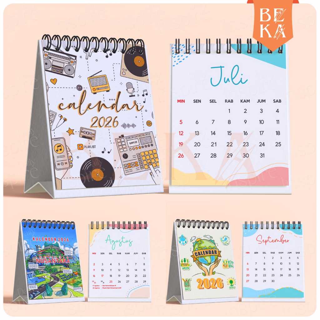 

Kalender Meja 2026 Spiral Desain Unik Minimalis Lucu | Kalender Duduk Tahun Baru 2026