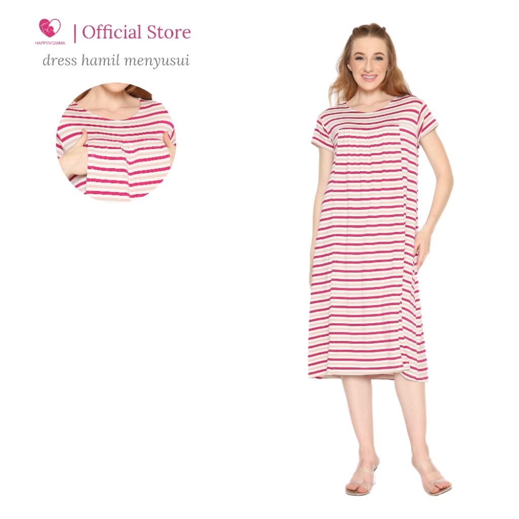Happymomma - Dress Busui Friendly Bukaan Kanan Kiri Lengan Pendek Maura