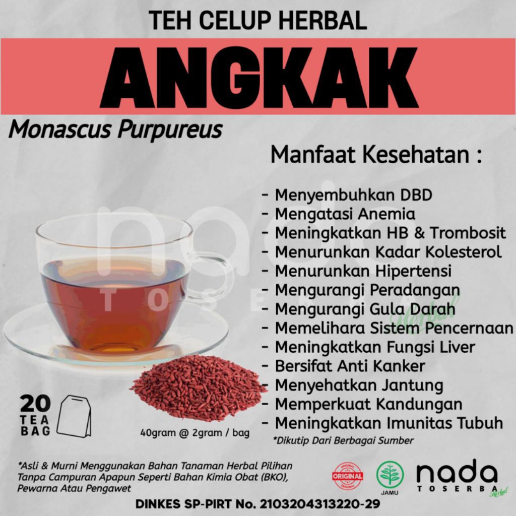 

Teh Celup Herbal ANGKAK Isi 20 Tea Bag | HB, Trombosit & DBD