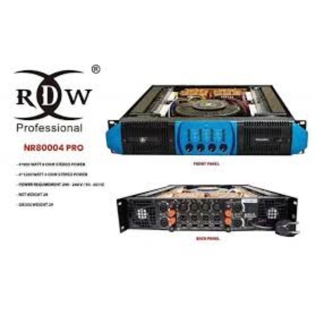 POWER AMPLIFIER RDW  PROFESIONAL NR-8004 PRO POWER 4 CHANNEL ORIGINAL NR 8004 PRO