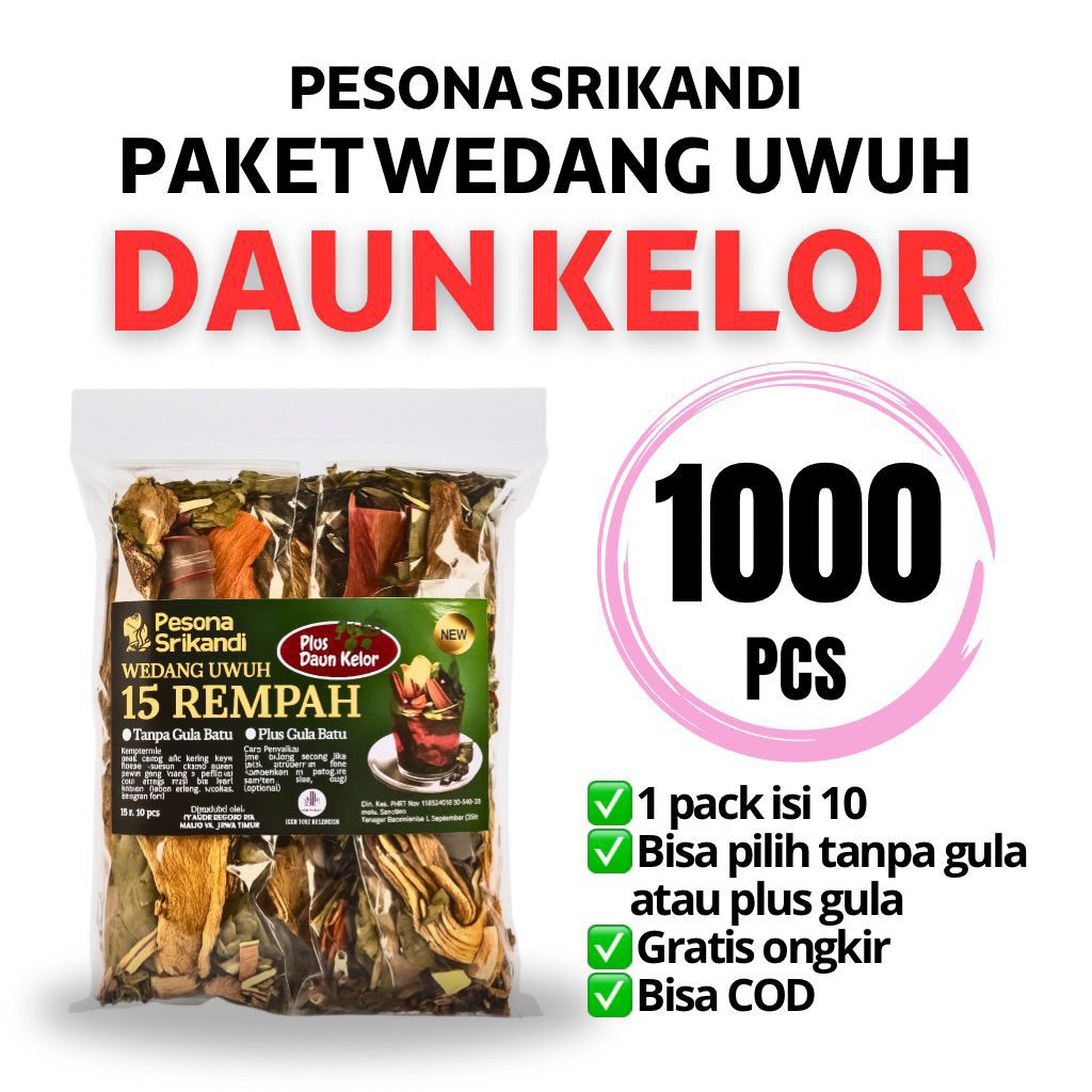 

PAKET 1000 PCS (10 PACK) WEDANG UWUH 15 REMPAH DAUN KELOR PESONA SRIKANDI
