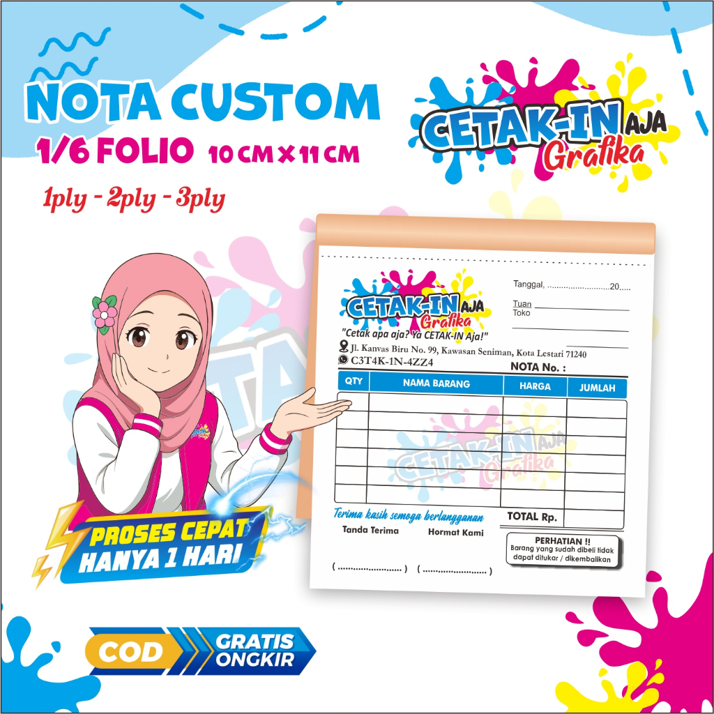 

Nota Custom - Free Desain Bisa Request Warna & Template - 1/6 1ply 2ply 3ply - Cetak-in Grafika