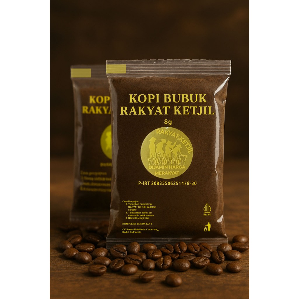 

Kopi Bubuk Rakyat Ketjil 1 Renceng Isi 10 Sachet