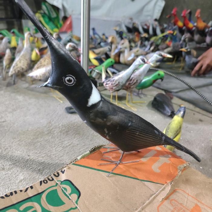 Jontrot boneka mainan burung cililin hitam / patung manuk oceh cililin