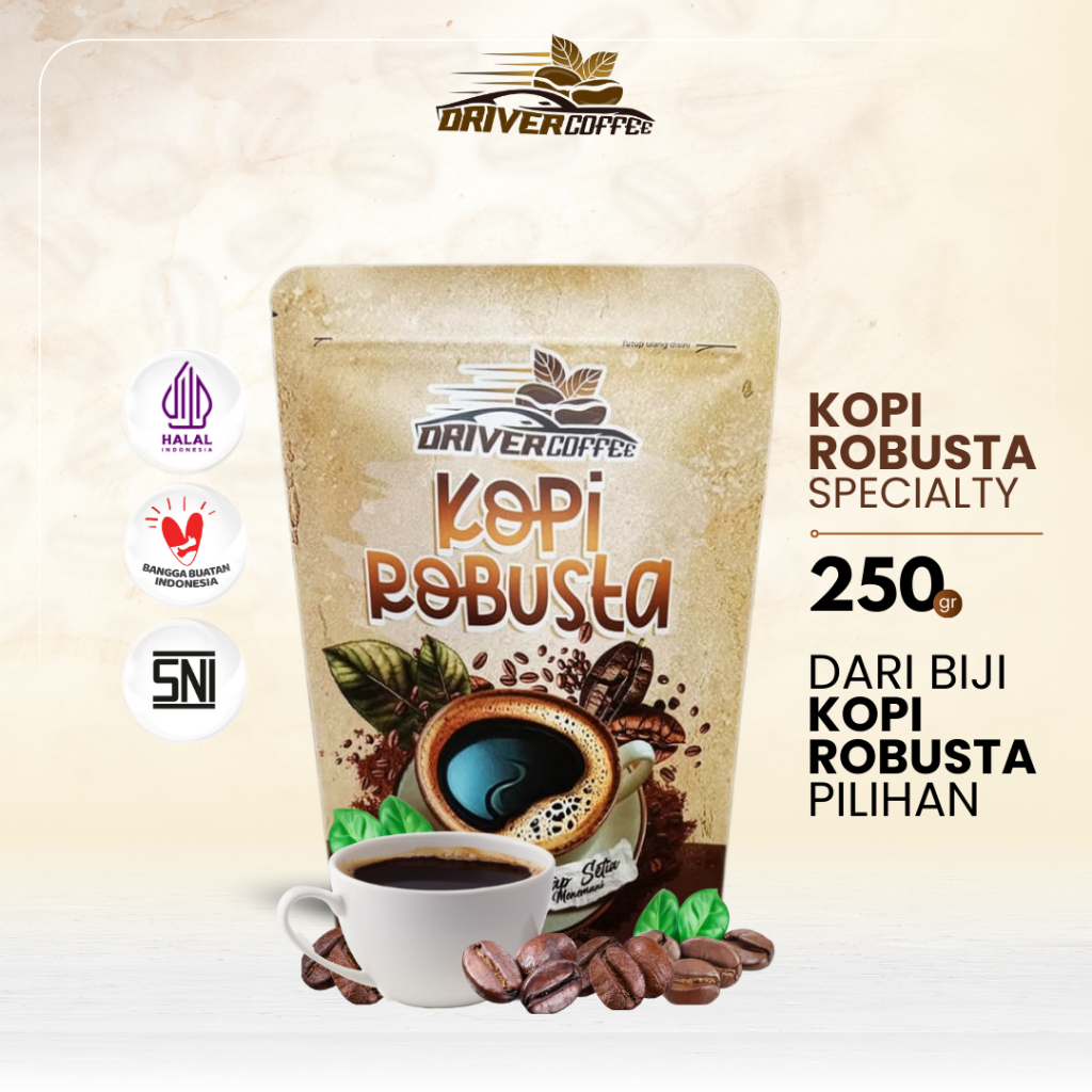 

Kopi Bubuk Driver Coffee Robusta Specialty 250 Gram Aroma Kuat Premium