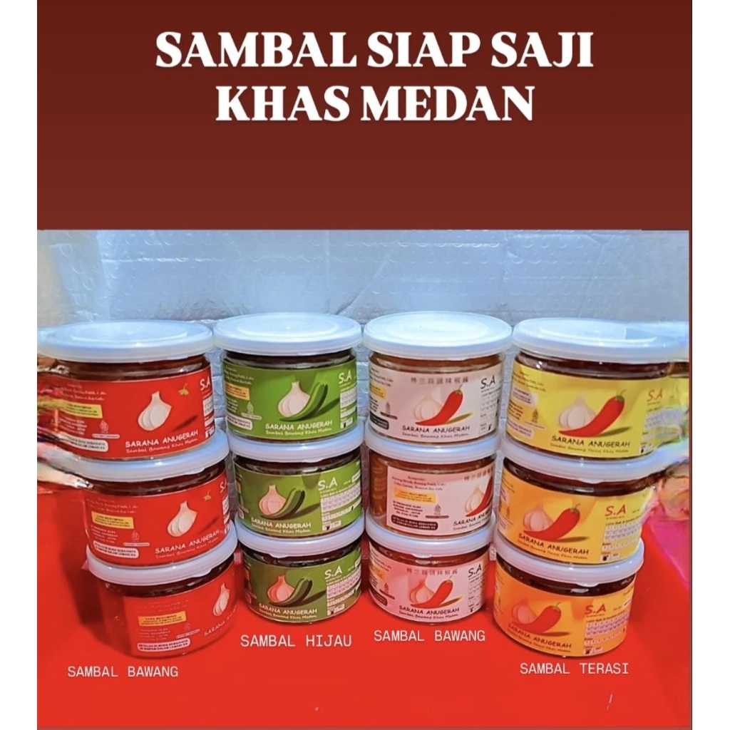 

Sambal Siap Saji khas Medan / 150gr (sambal bawang, sambal hijau, sambal terasi)