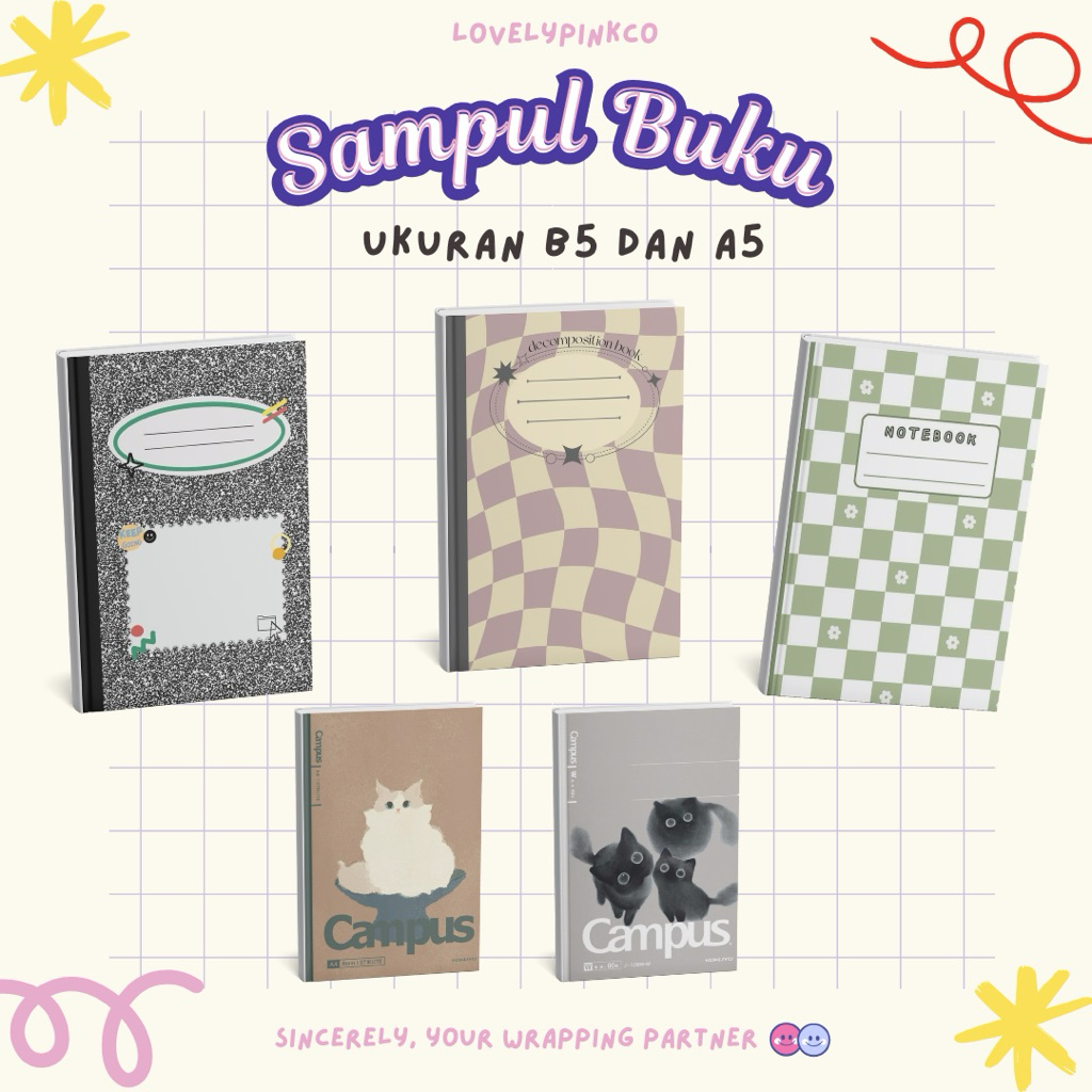 

Sampul Buku Aesthetic Coquette Waterproof BigBoss Campus Sidu ALLSIZE Buku Besar Kecil