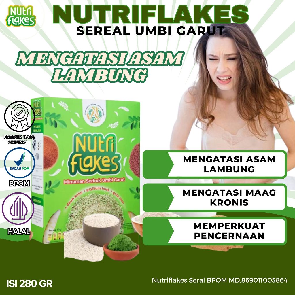 

Nutriflakes Sereal Umbi Garut Ampuh Atasi Lambung & Maag 1 Box