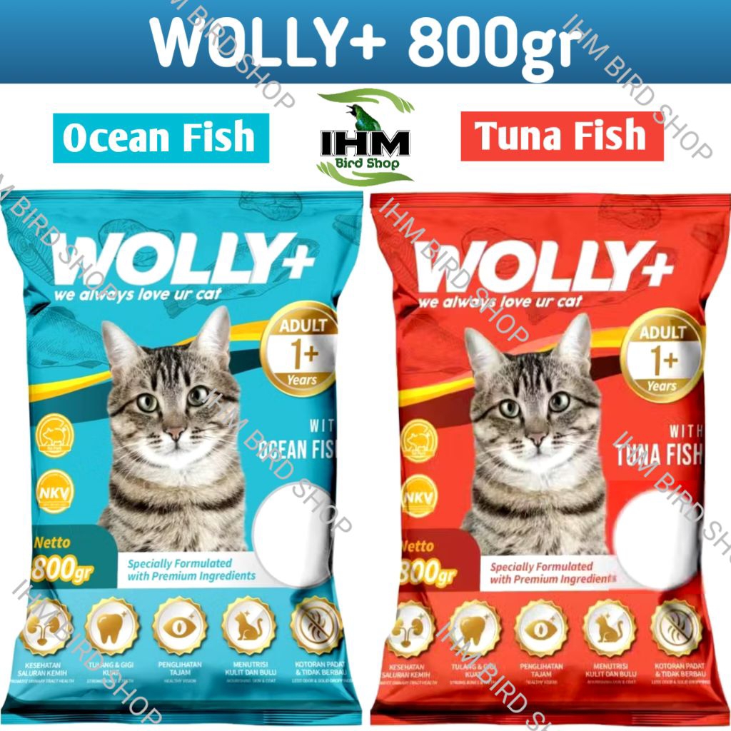 IHM - WOLLY+ Plus Cat 800gr FRESHPACK Makanan Kucing Wolly Kibble Bulat & Kibble Segitiga Dry Cat Fo