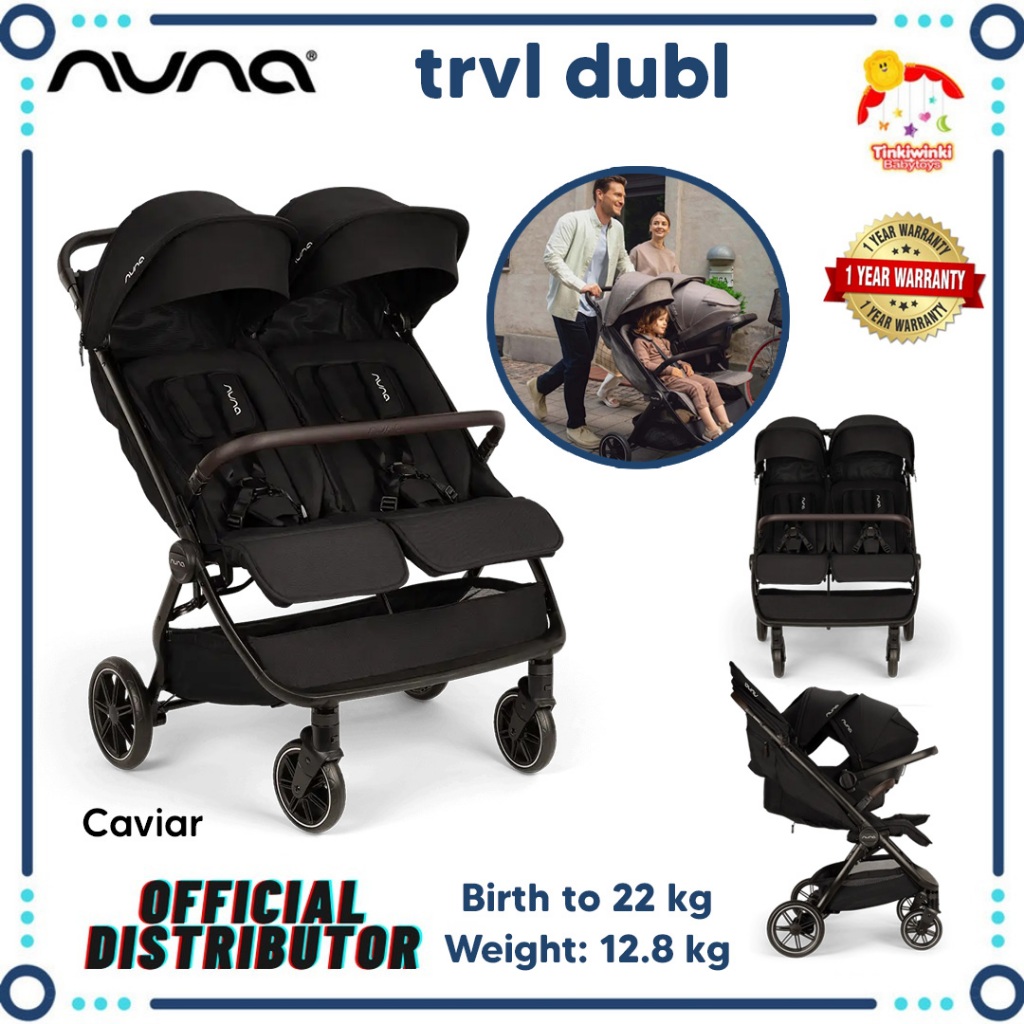 Nuna TRVL dubl Stroller  Free Nuna Pipa Lite Rx Hazelwood /Nuna pipa next  - Kereta Dorong Twins Str