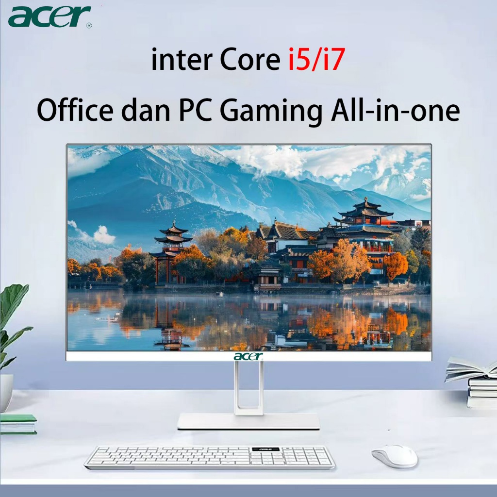 acer Komputer Full PC All-in-One 19‘ 22’ 24‘ 27“ Baru Terbaru HD Super Tipis Intel Core i3/i5/i7 Unt