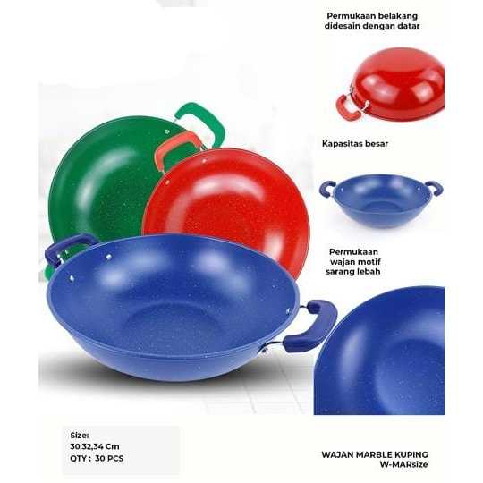 WAJAN ENAMEL ANTI LENGKET 30 CM, 32 CM, 34CM /WAJAN WARNA WARNI/ WAJAN MARBLE
