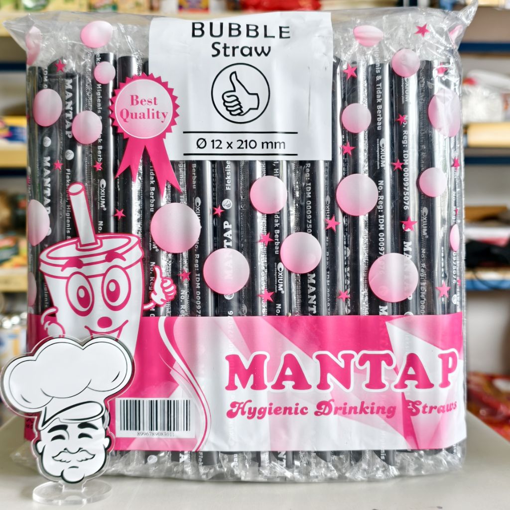 Sedotan Hitam 12MM 100Pcs / Sedotan Hitam Bungkus Plastik 12MM / Sedotan Boba Steril / Sedotan Besar