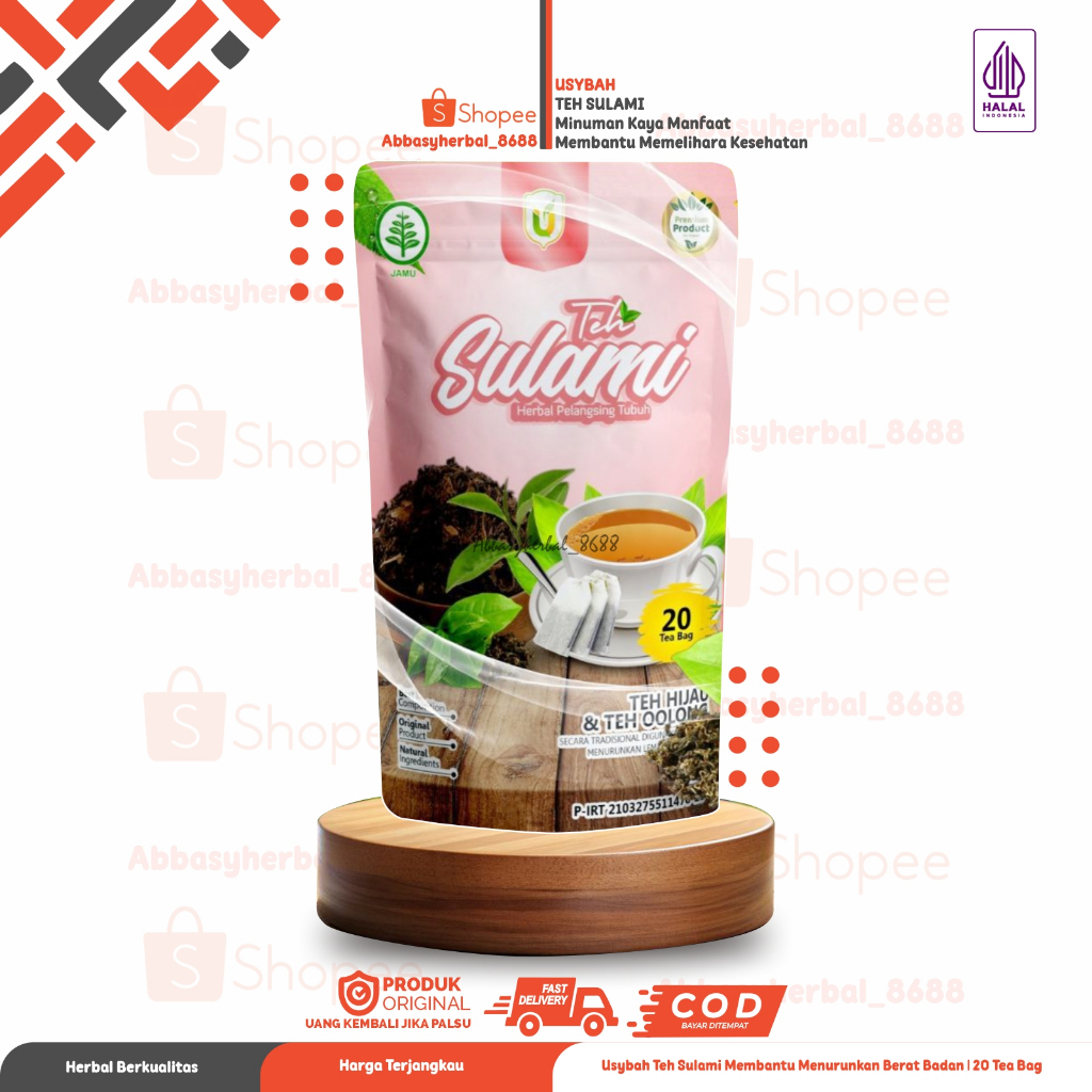 

Abbasy Herbal_Teh Sulami | Herbal Pelangsing Tubuh | Teh Hijau & Teh Oolong | Original Produk Usybah 20 Tea Bag
