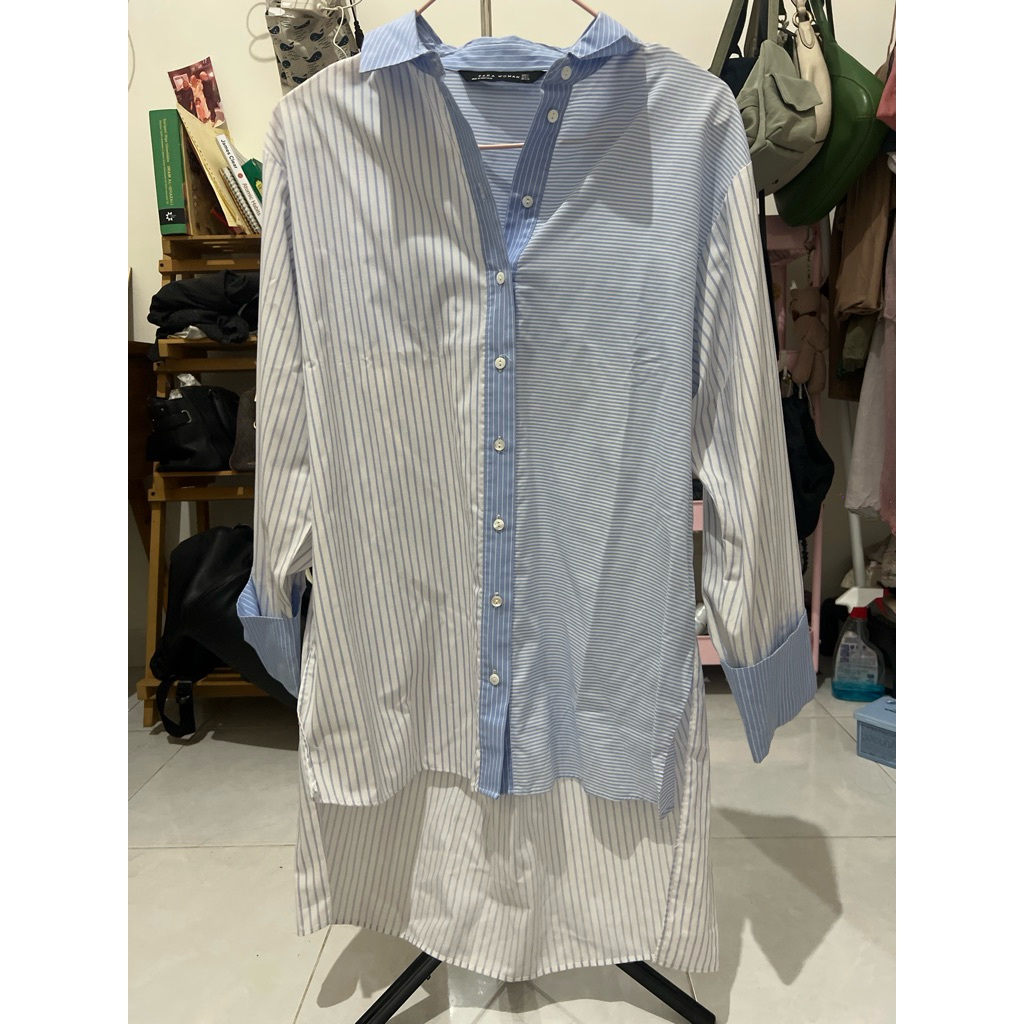 preloved zara striped shirt