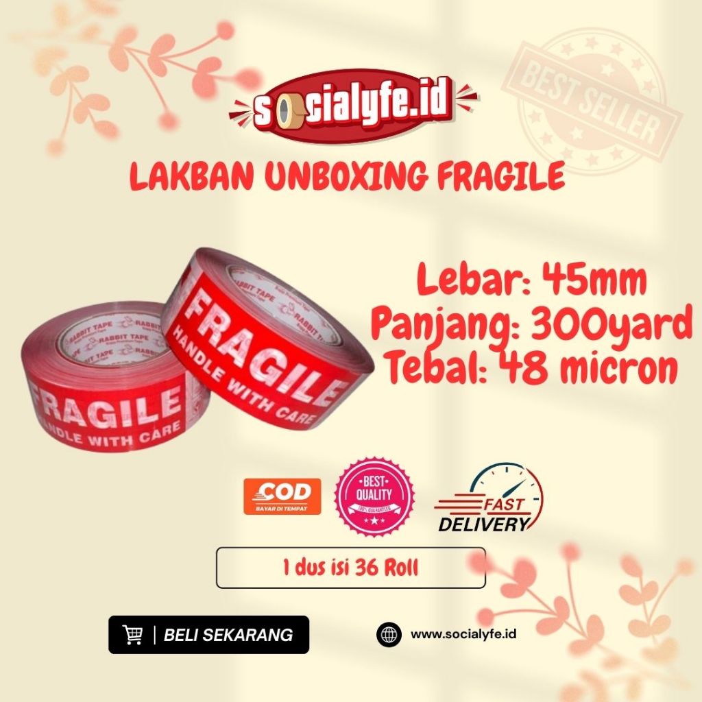 

Lakban Unboxing Fragile Mix Rabbit Tape 45mm x 300 yard