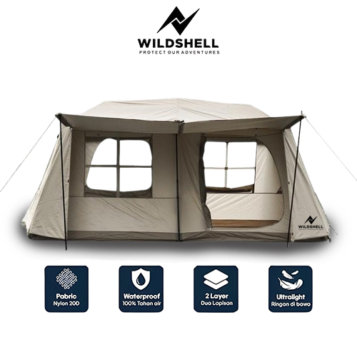 Wildshell - Tenda Glamping Outdoor Keluarga Kapasitas 6-8 Orang Tenda Wildshell Pandawa 5