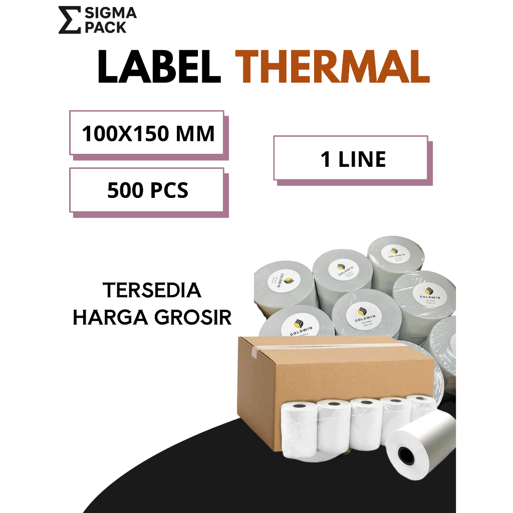 

KERTAS THERMAL ROLL LIPAT CETAK RESI ONLINE SHOP STICKER LABEL GOLDWIN WINSTAR 100X150 MM A6 500 LEMBAR PAKET 1 DUS ISI 18 20 24 PCS