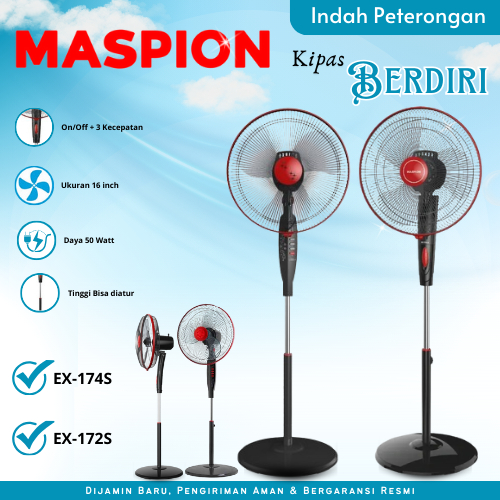 KIPAS ANGIN BERDIRI MASPION/KIPAS ANGIN KAKI BULAT/KIPAS ANGIN MASPION/STAND FAN MASPION 16 INCH /  