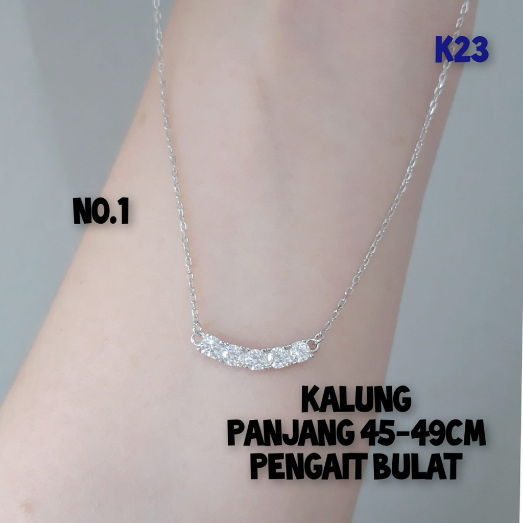kalung liontin mata crystal perak asli 925 lapis emas putih anti karat kwalitas import K23