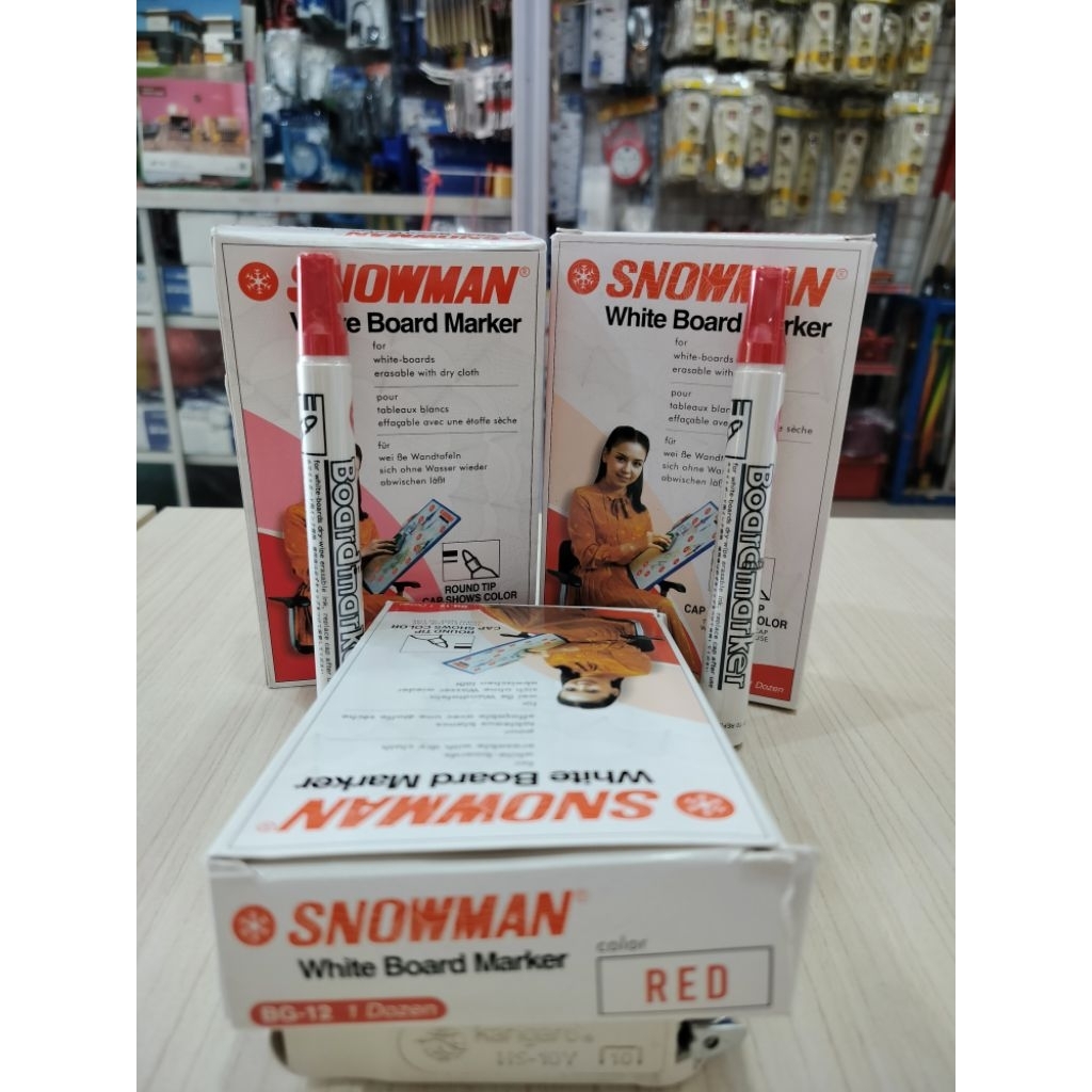

Spidol Snowman Whiteboard BG-12 Merah (1 box isi 12 )